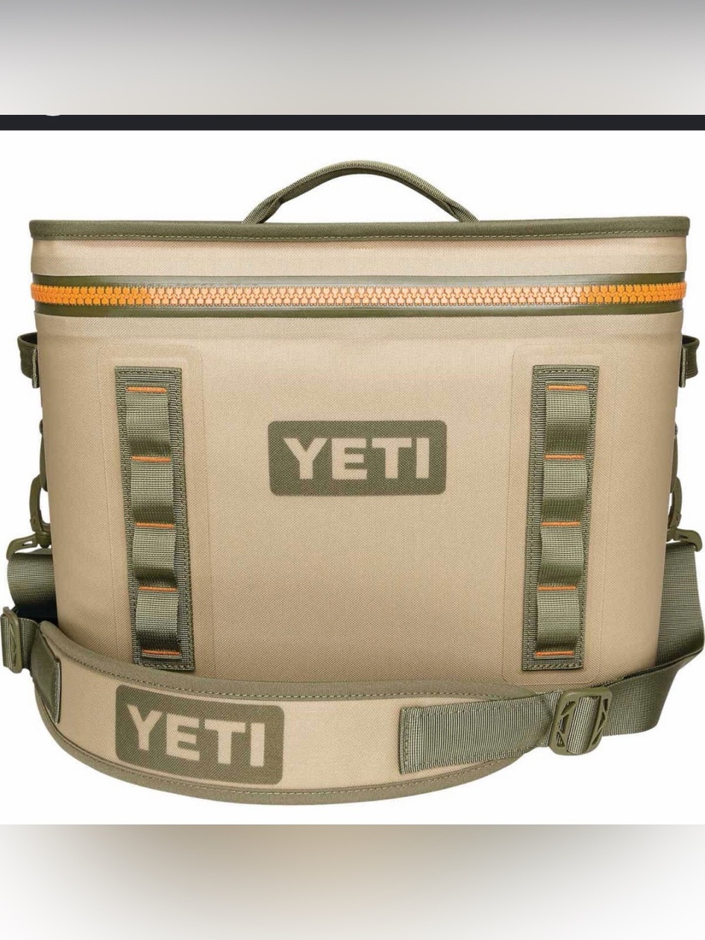 Yeti Tan Duffel Cooler Bag with Orange Zipper Accents